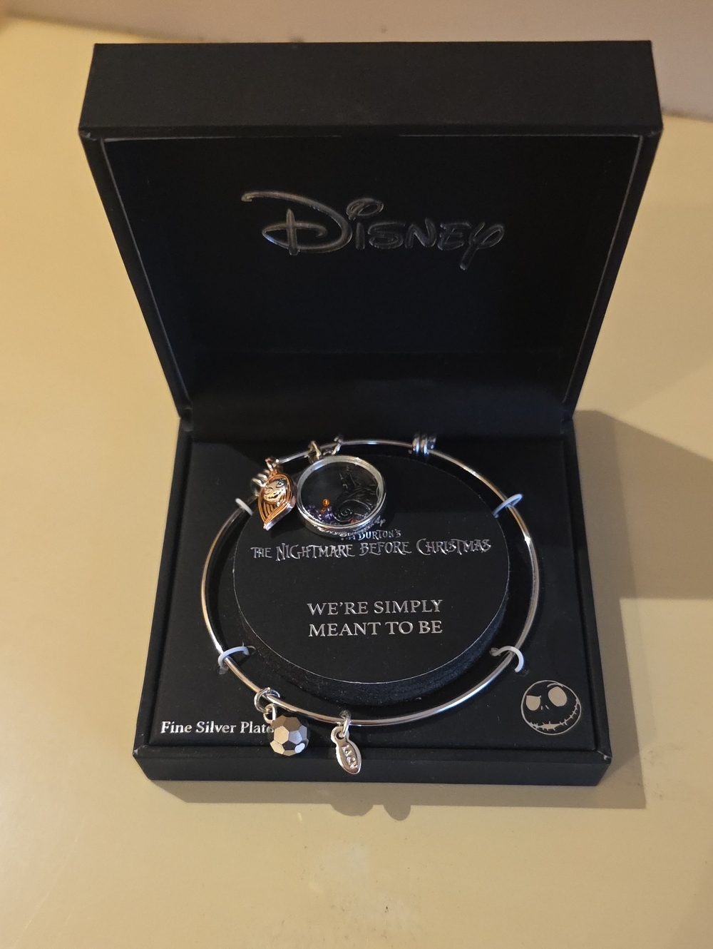 Disney The Nightmare Before Christmas Silver Tone Charm Bangle Bracelet